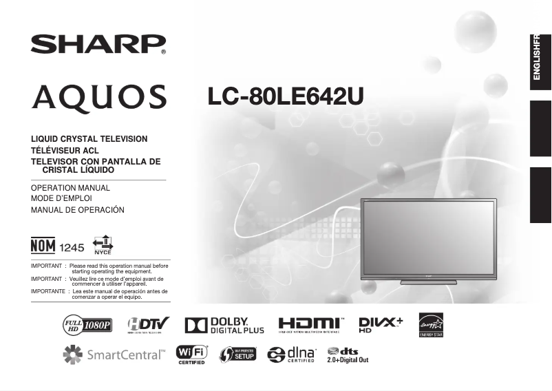 Page n°1 - Manuel utilisateur Sharp LC-80LE642U
