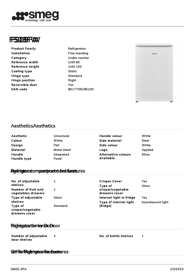 Page n°1 - Brochure Smeg FS09FW
