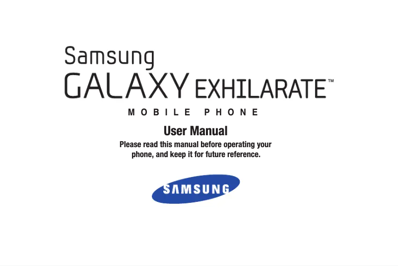 Imagen de la primera página del manual del dispositivo Galaxy Exhilarate