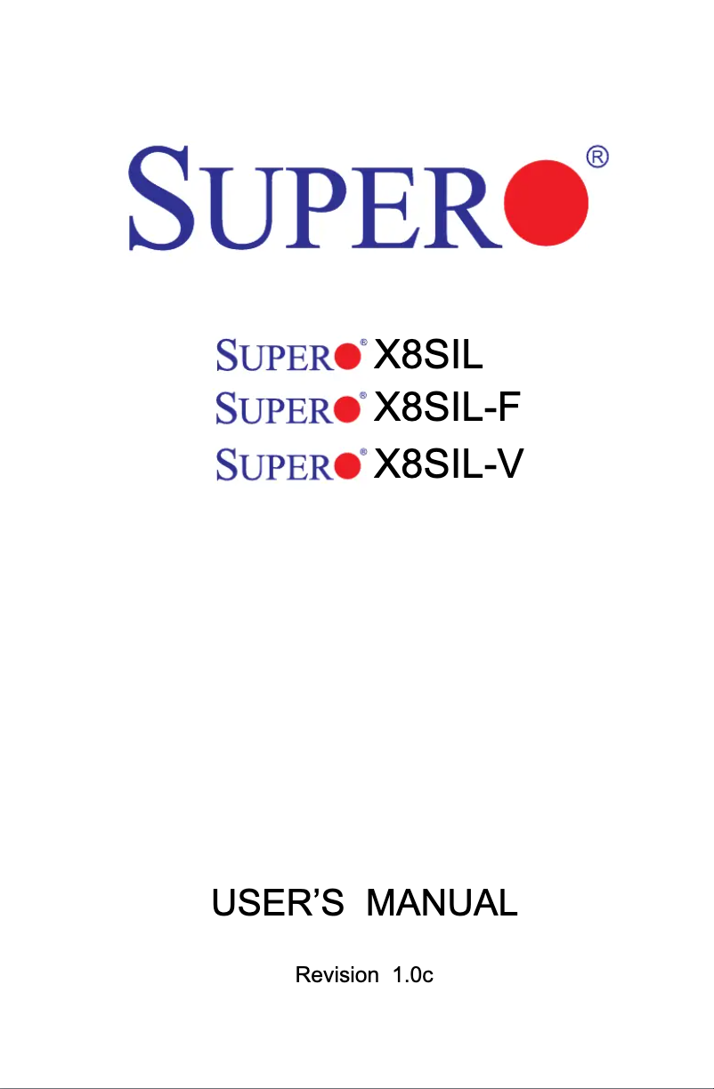 Page n°1 - Manuel utilisateur Supermicro MBD-X8SIL-F