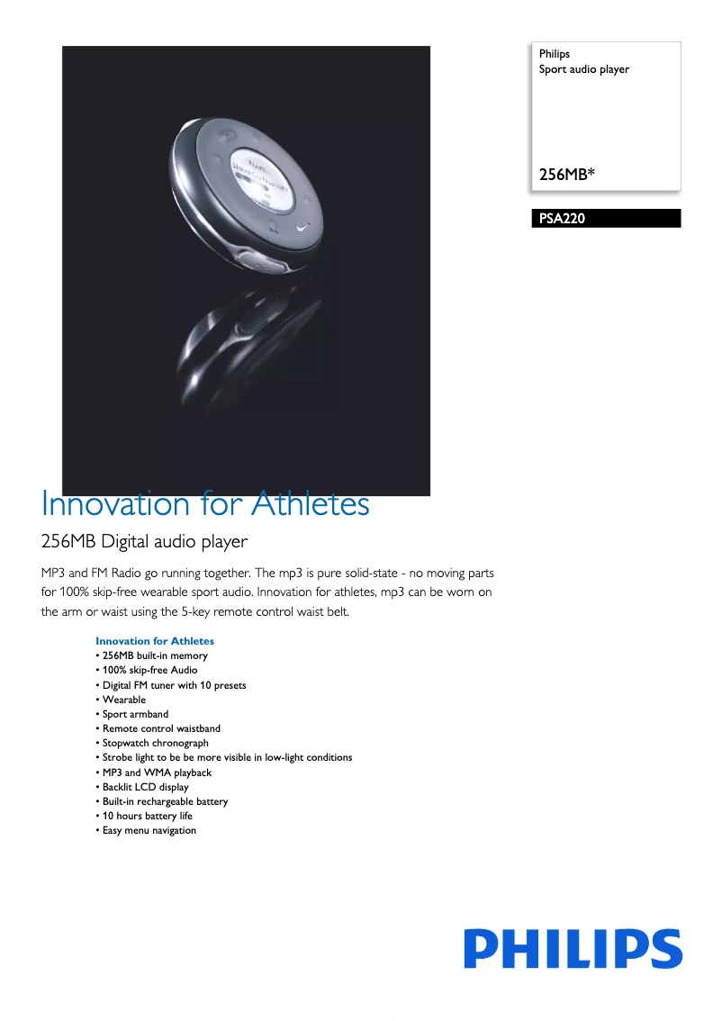 Page n°1 - Fiche technique Philips PSA220