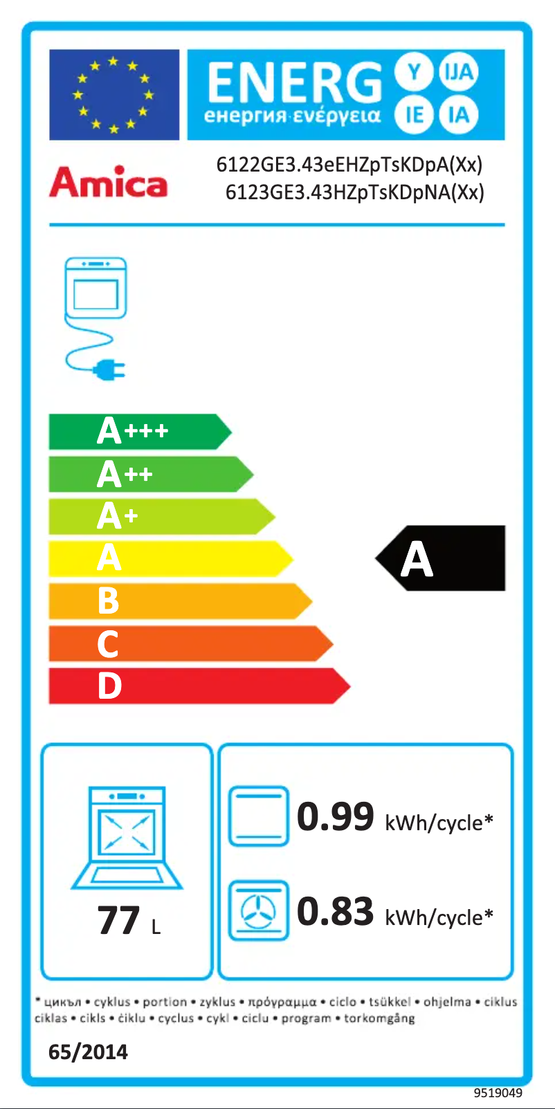 Page 1 of the manual User Manual Amica 6123GE3.43HZpTsKDpNA(Xx)