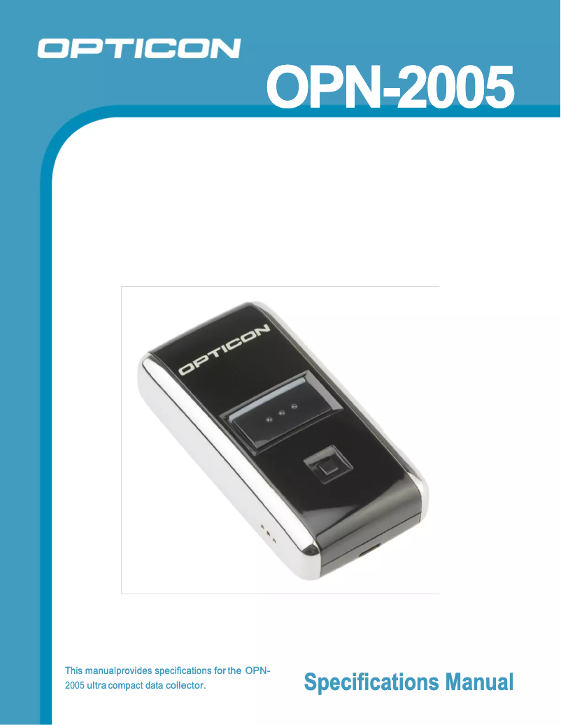 Page n°1 - Manuel utilisateur Opticon OPN2005