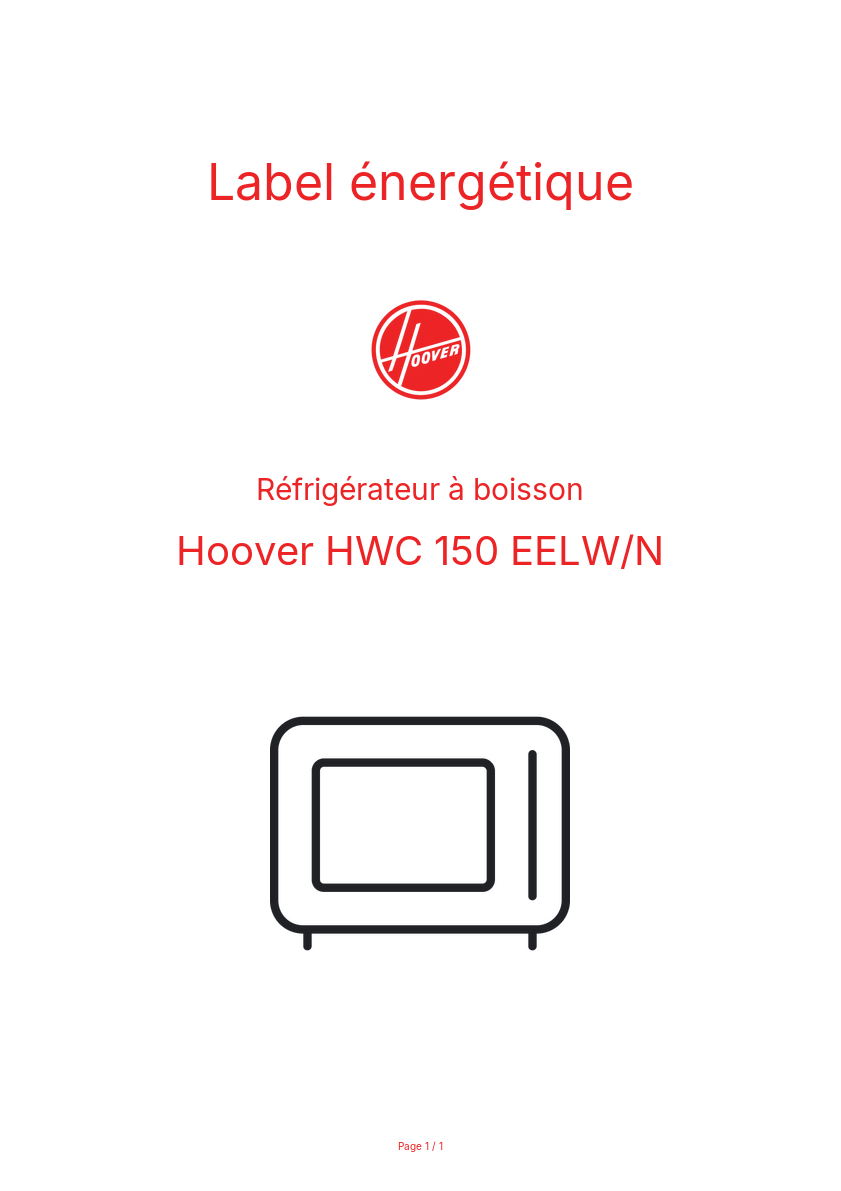 Image de la première page du manuel de l'appareil HWC 150 EELW/N