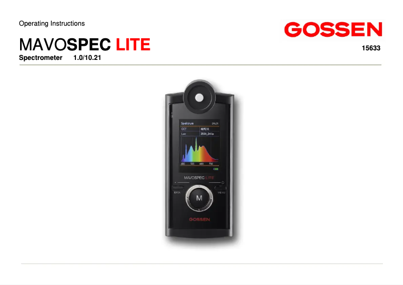 Image de la première page du manuel de l'appareil MAVOSPEC LITE