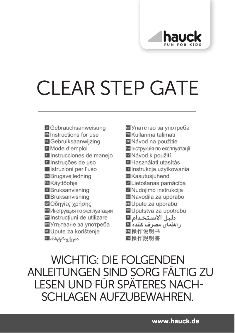 Page 1 de la notice Manuel utilisateur Hauck Clear Step Gate