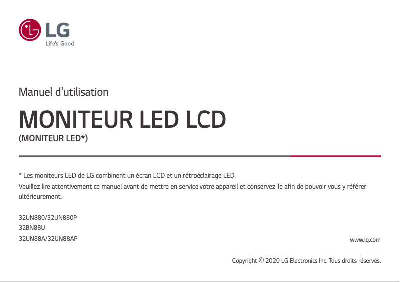 Image de la première page du manuel de l'appareil 32UN880P