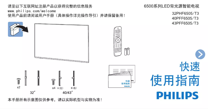 Page 1 of the manual Quick Start Guide Philips 40PFF6505