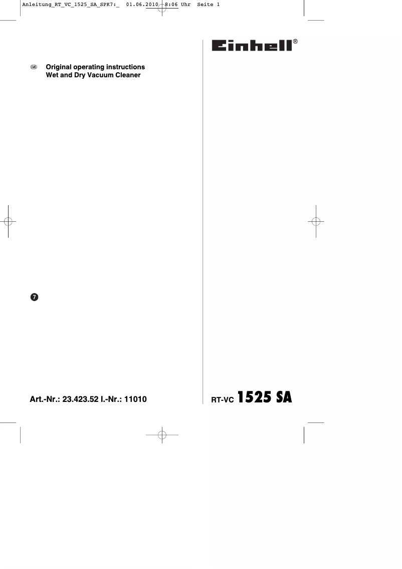 Image de la première page du manuel de l'appareil RT-VC 1525 SA