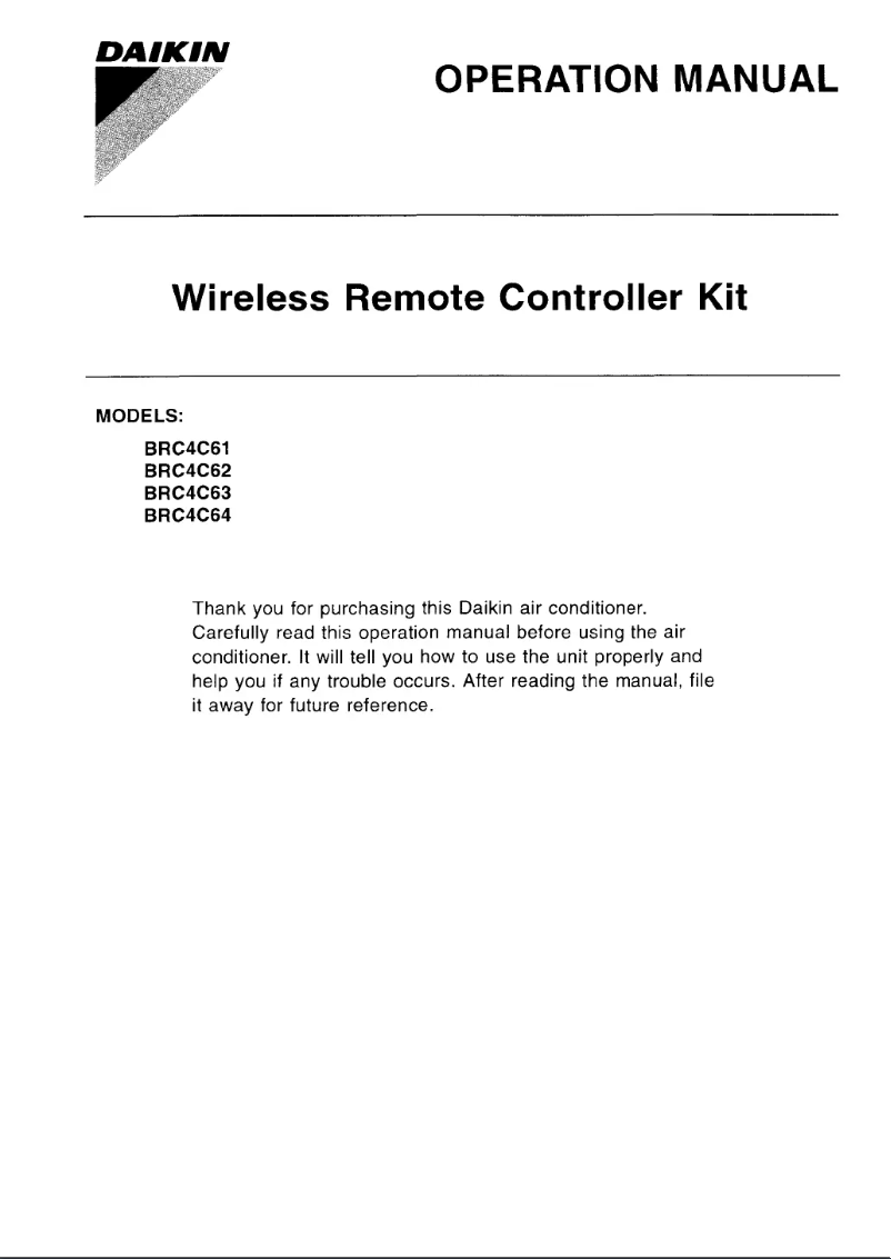 Page 1 de la notice Manuel utilisateur Daikin BRC4C61