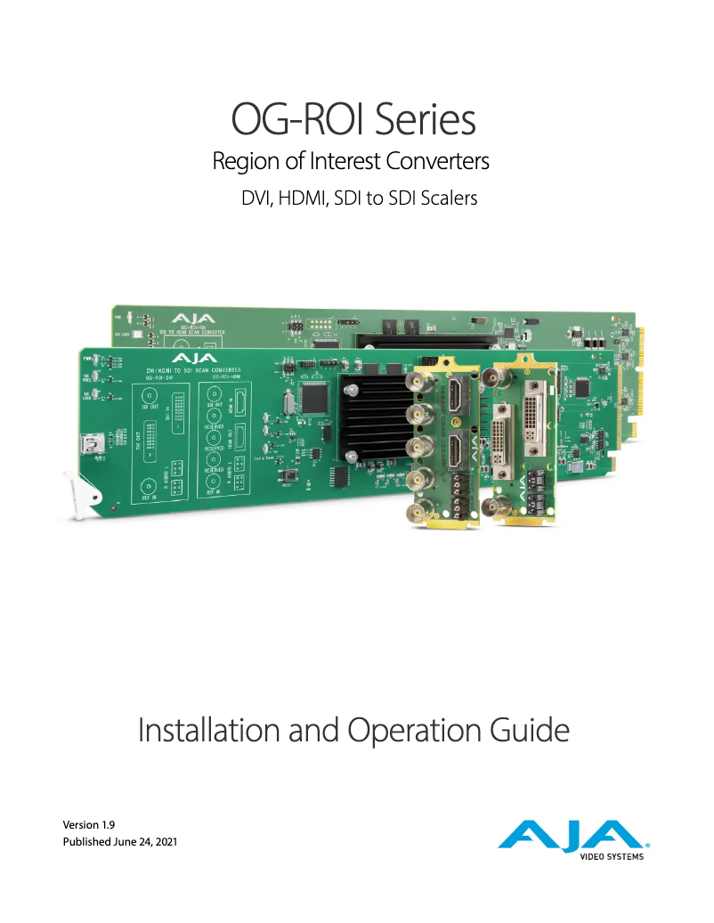 Página 1 del manual Manual de usuario AJA OG-ROI-HDMI