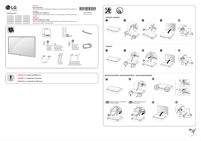 Page 1 de la notice Manuel utilisateur LG 43UK6300PUE