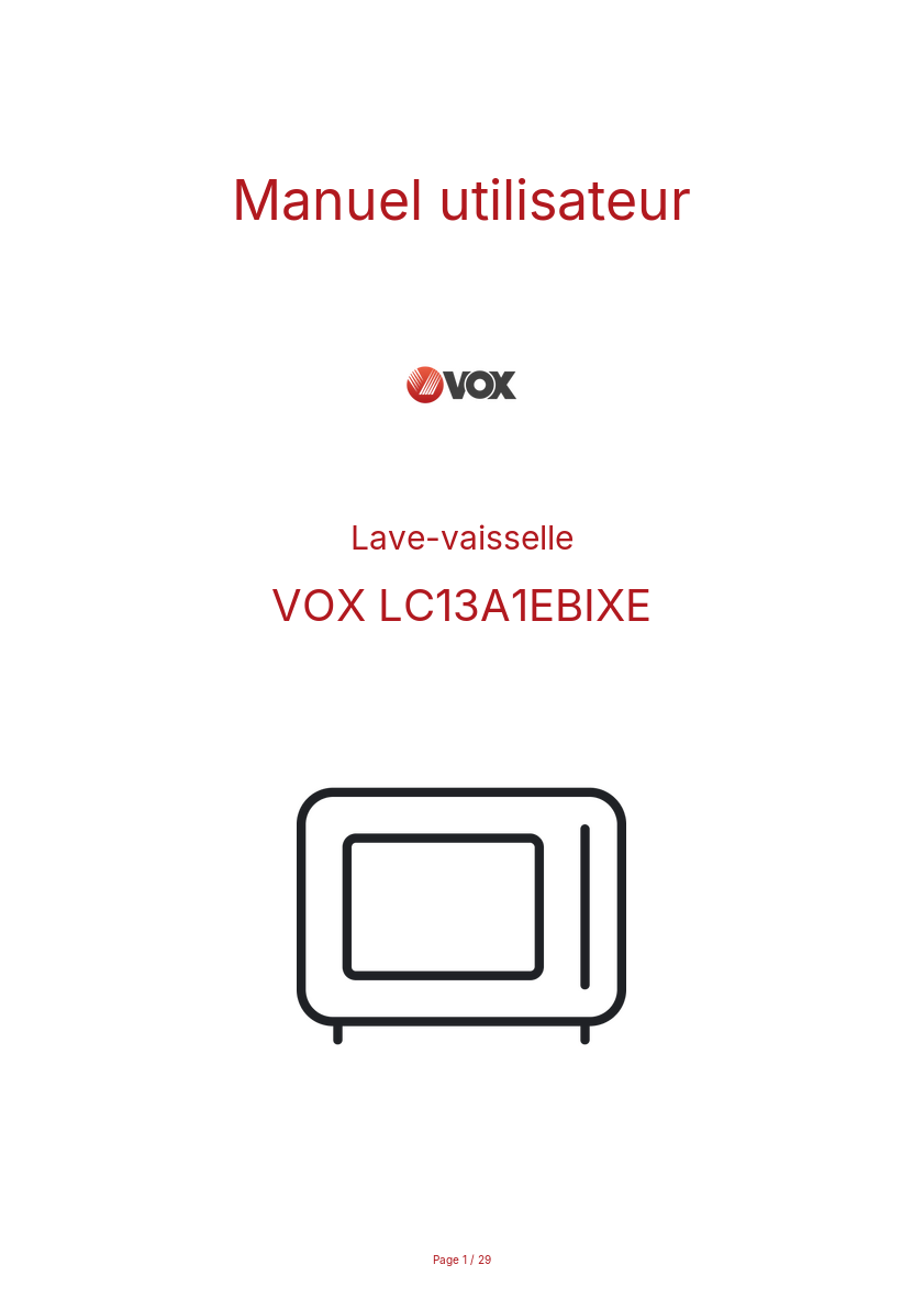 Image de la première page du manuel de l'appareil LC13A1EBIXE