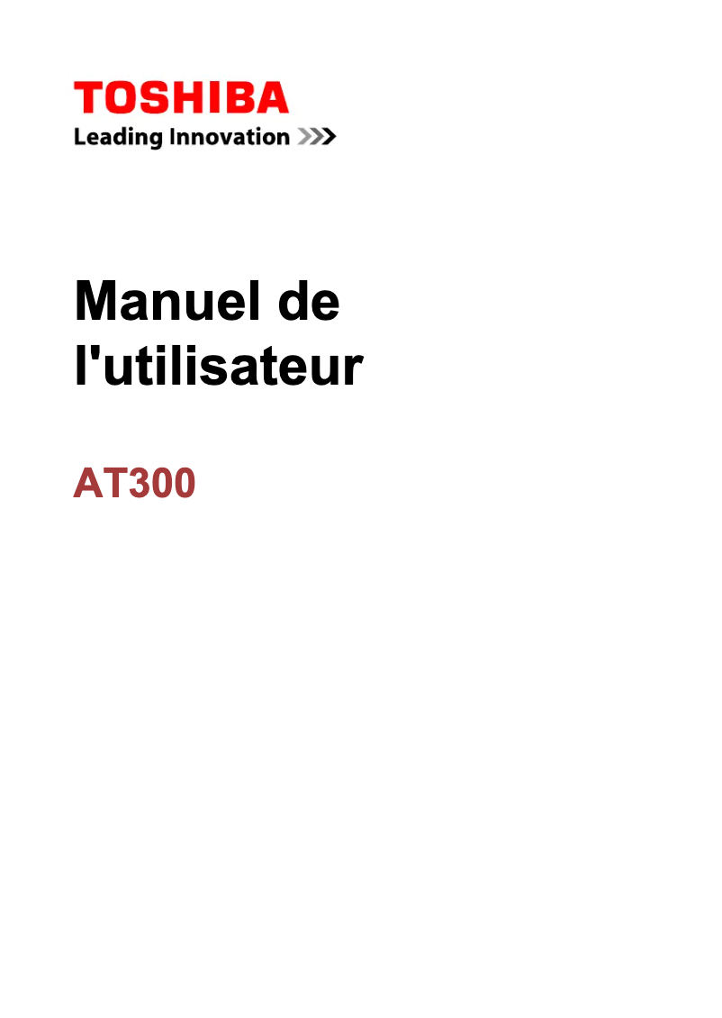 Page n°1 - Manuel utilisateur Toshiba AT300