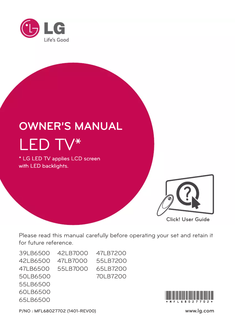 Page n°1 - Manuel utilisateur LG 70LB7200