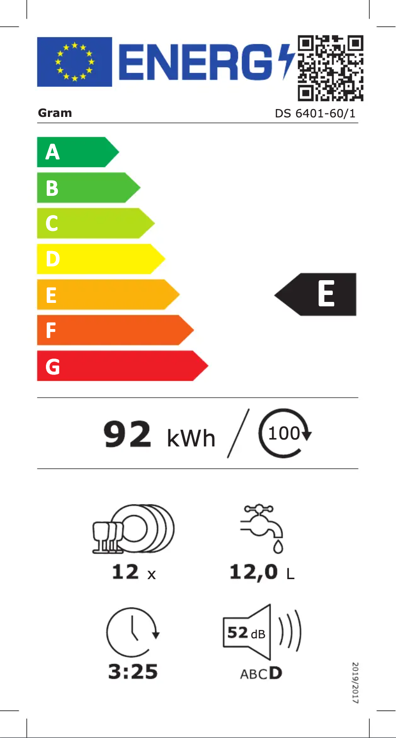 Página 1 del manual Etiqueta energética Gram DS 6401-60/1