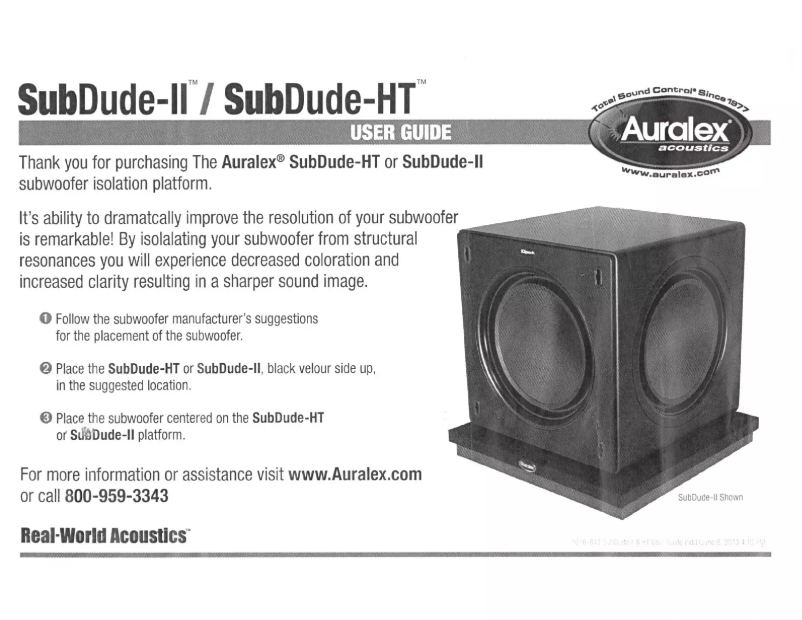 Page n°1 - Manuel utilisateur Auralex SubDude-II