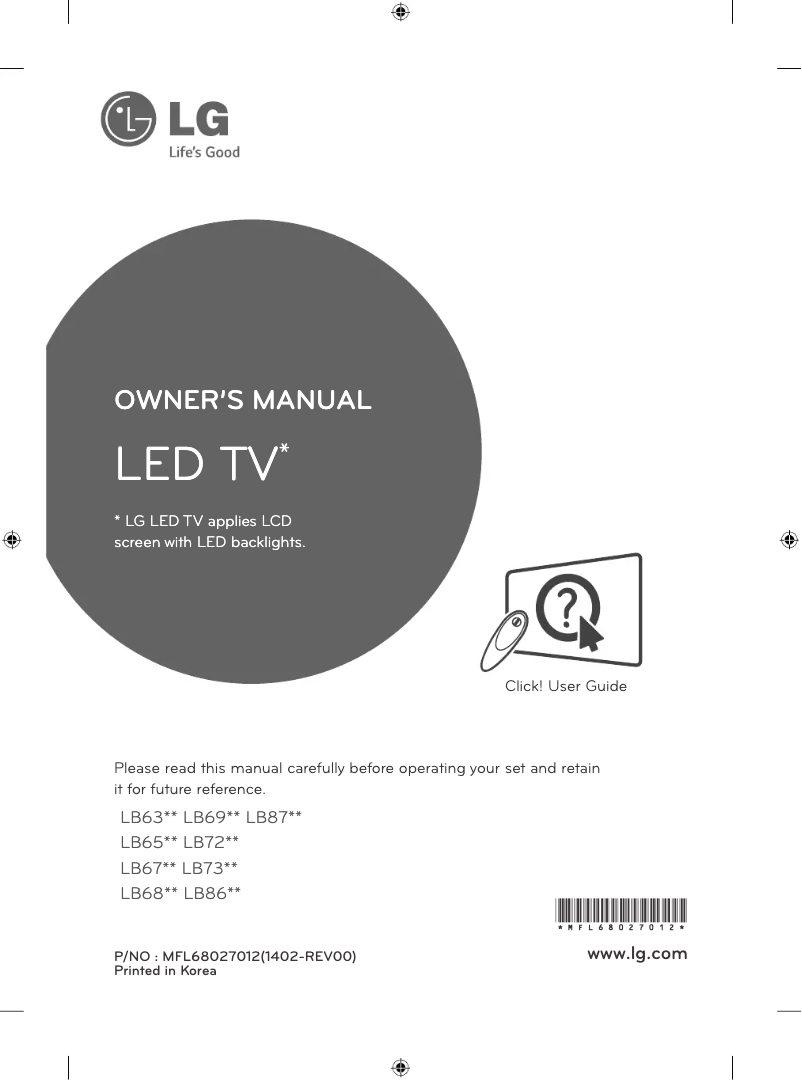 Page 1 de la notice Manuel utilisateur LG 50LB652V