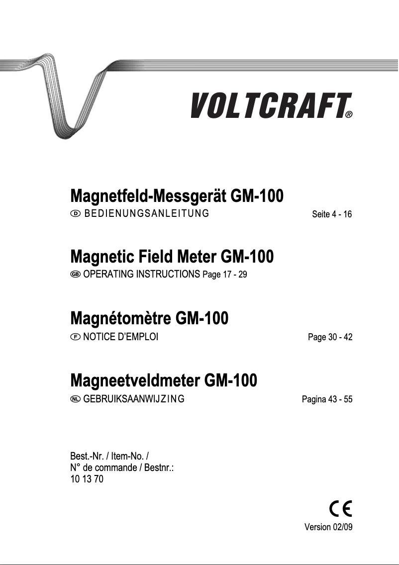 Page 1 de la notice Manuel utilisateur Voltcraft GM-100