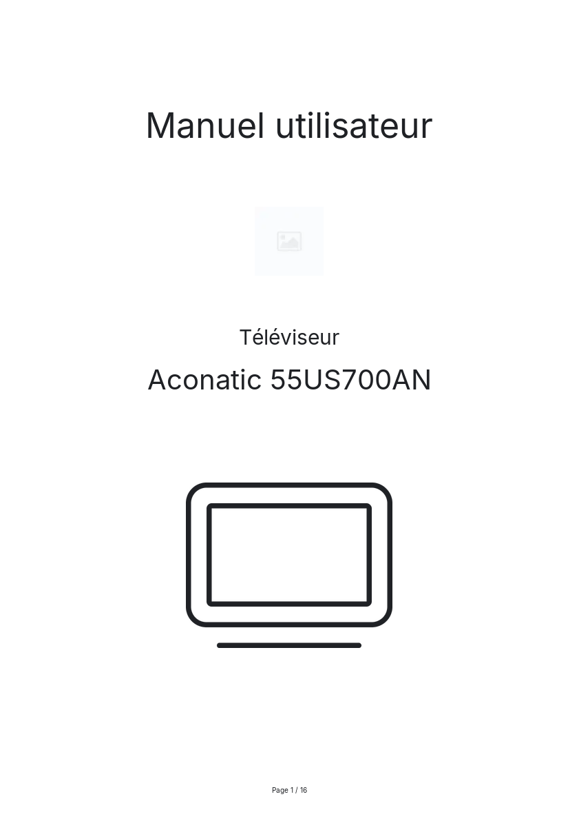 Page n°1 - Manuel utilisateur Aconatic 55US700AN