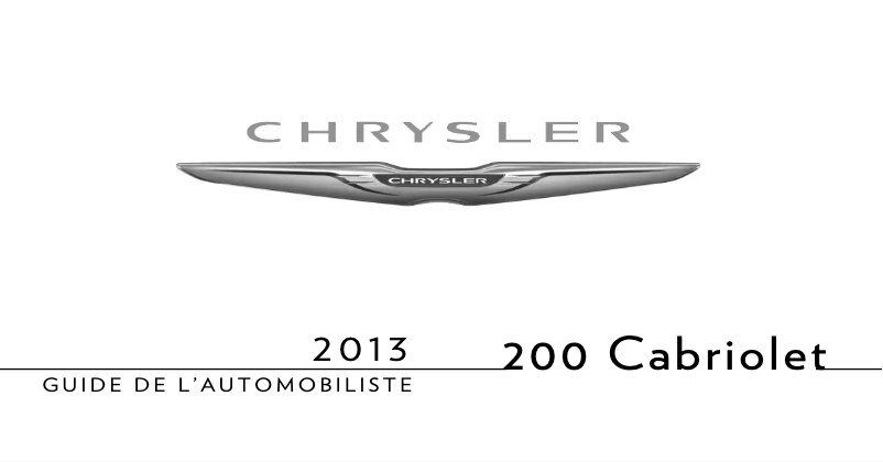 Page 1 de la notice Manuel utilisateur Chrysler Cabriolet 200 (2013)