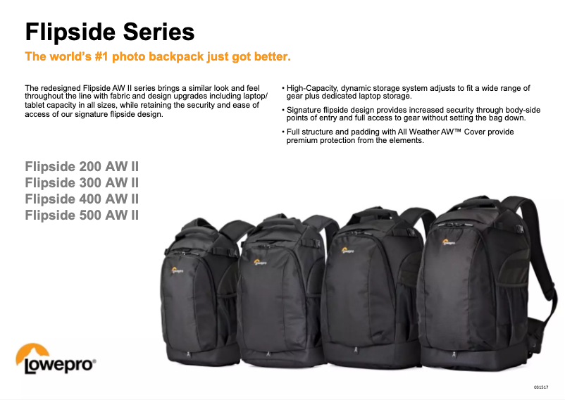 Page n°1 - Manuel utilisateur Lowepro Flipside 300 AW II