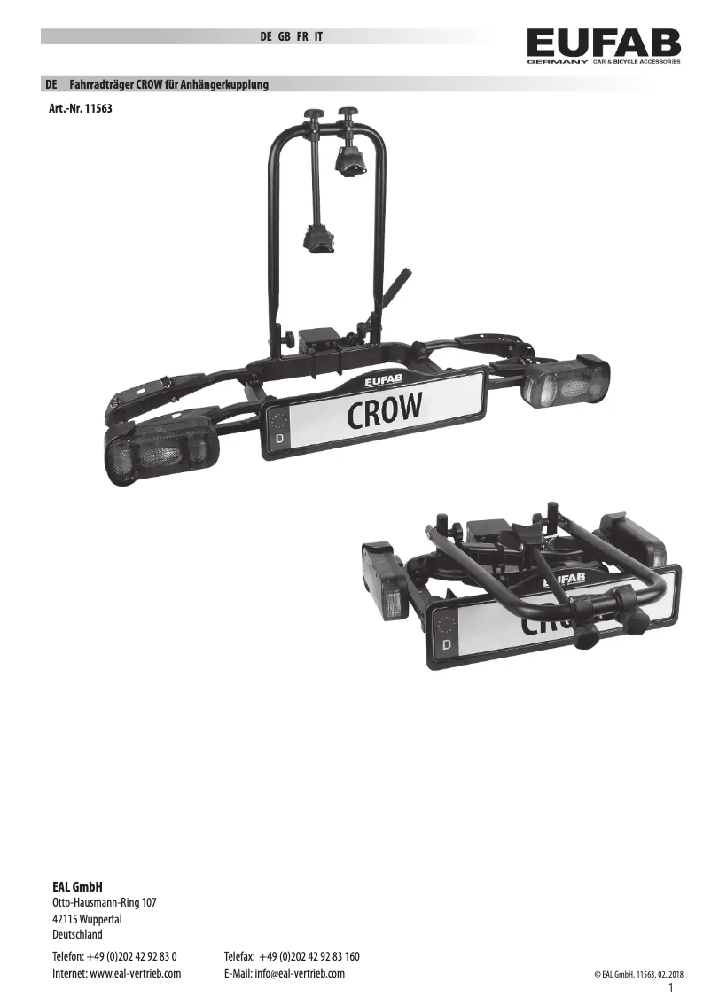 Imagen de la primera página del manual del dispositivo Crow