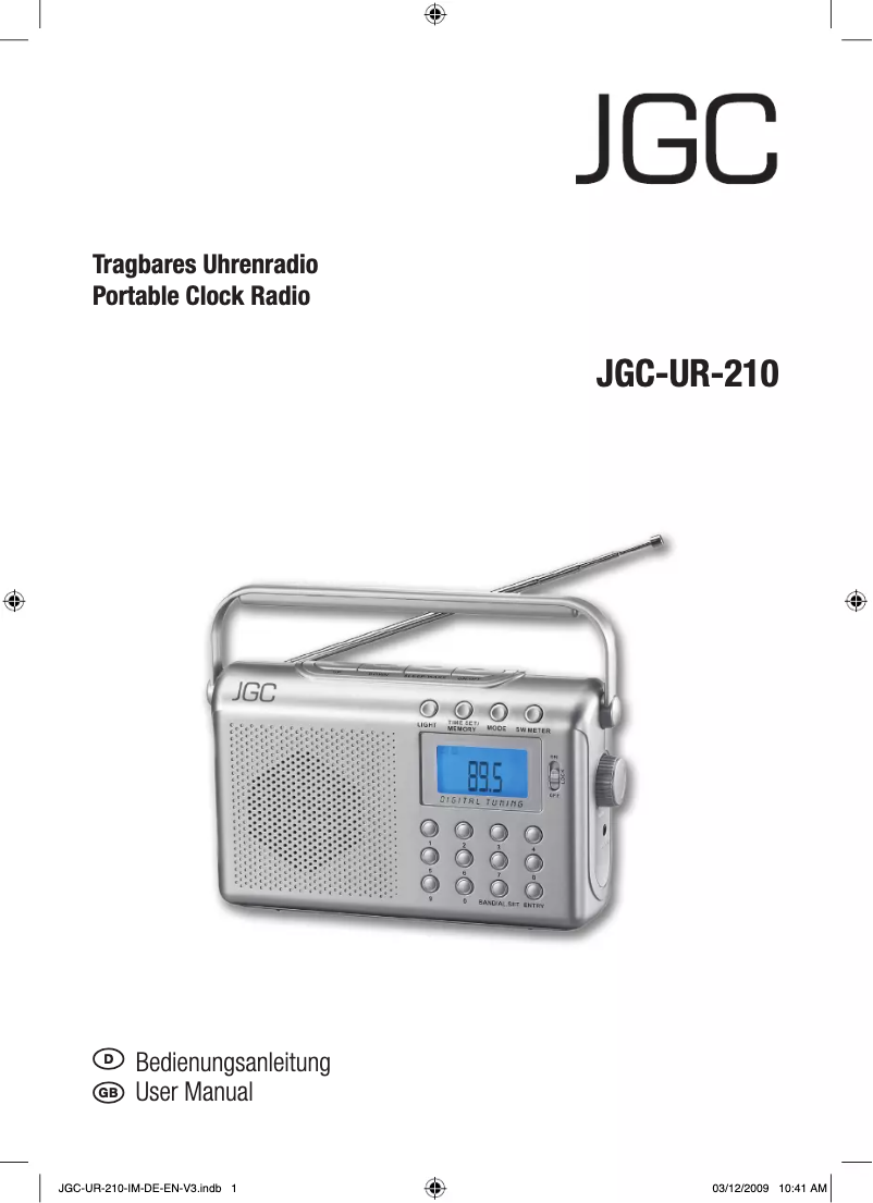 Page n°1 - Manuel utilisateur JGC UR-210