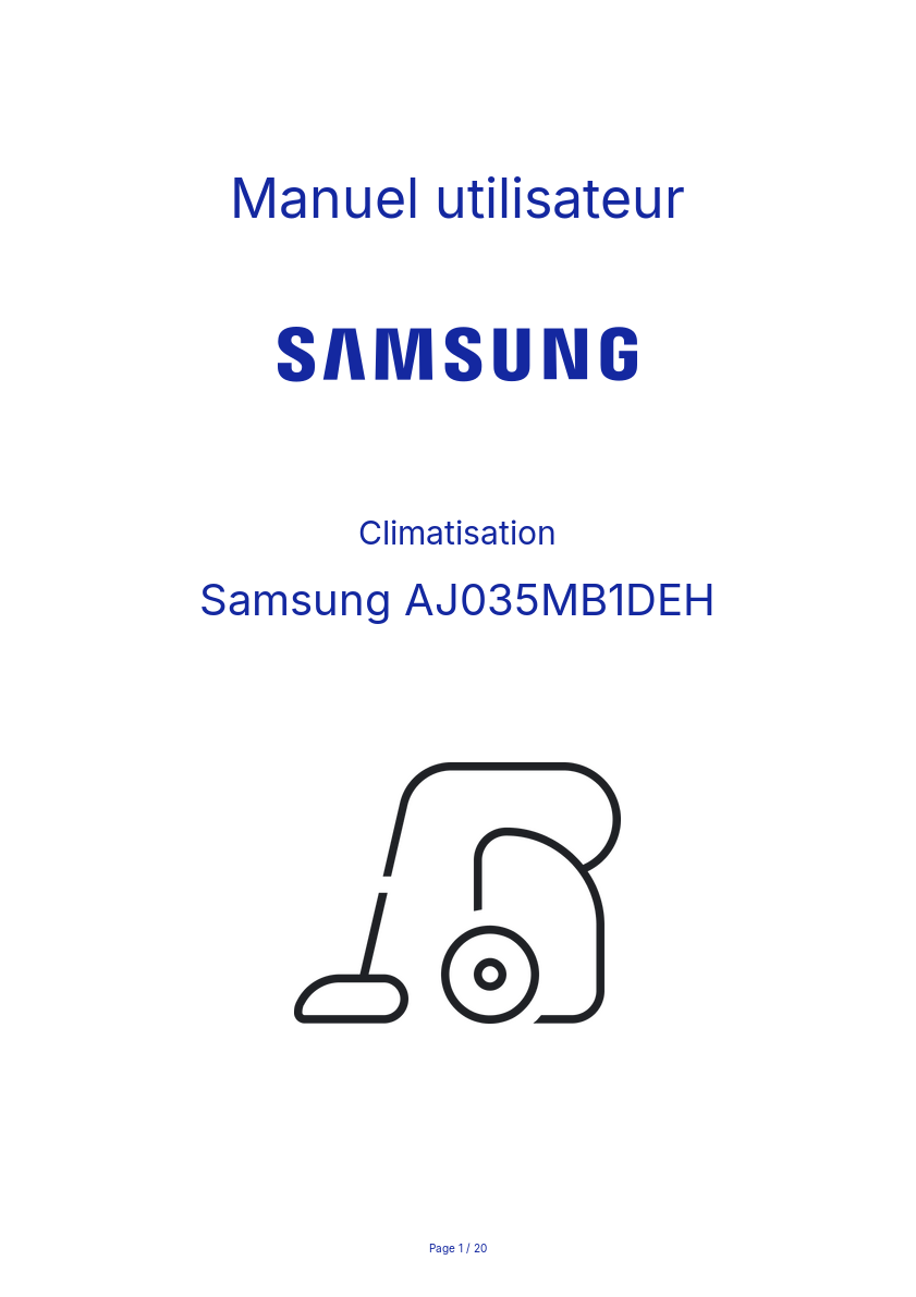 Image de la première page du manuel de l'appareil AJ035MB1DEH