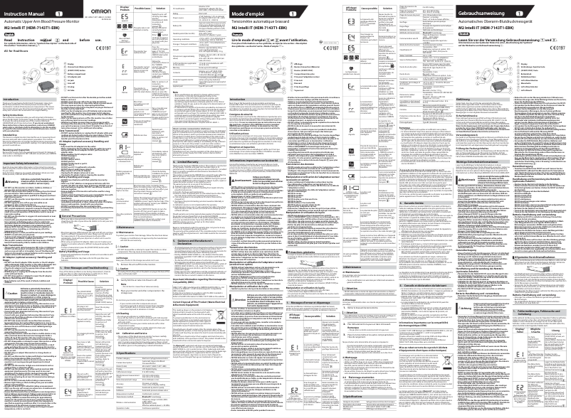 Image de la première page du manuel de l'appareil M2 Intelli IT