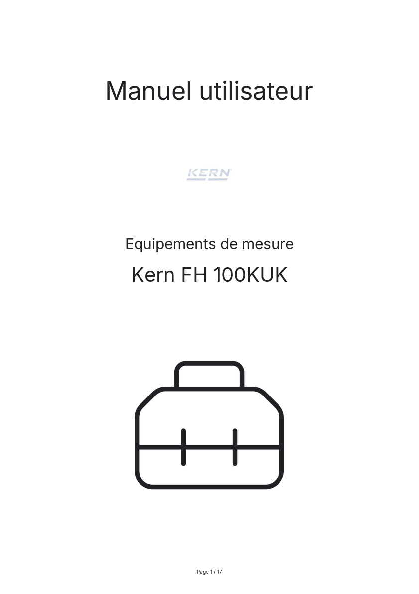 Page n°1 - Manuel utilisateur Kern FH 100KUK