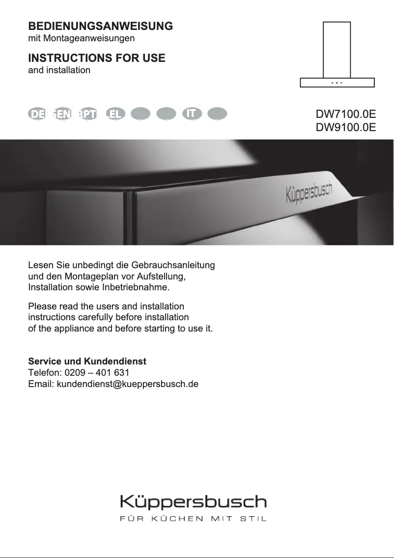 Page 1 de la notice Manuel utilisateur Küppersbusch DW9100.0E