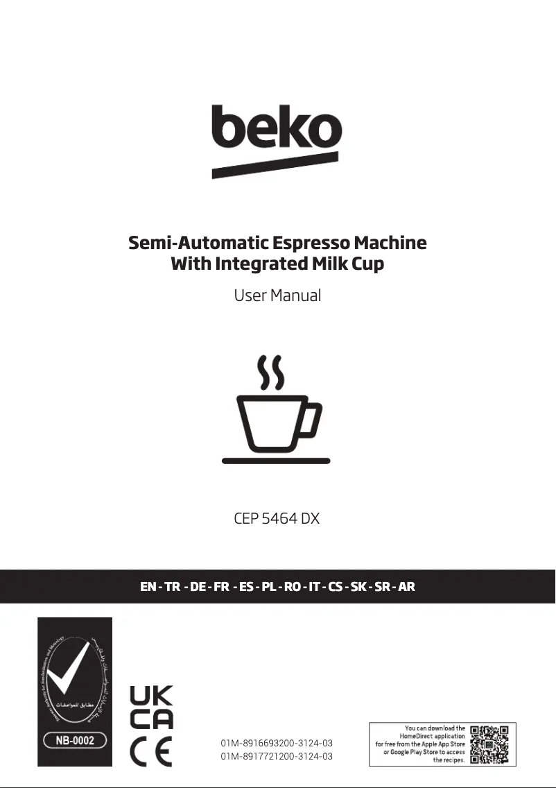Page 1 de la notice Manuel utilisateur Beko CEP 5464 DX
