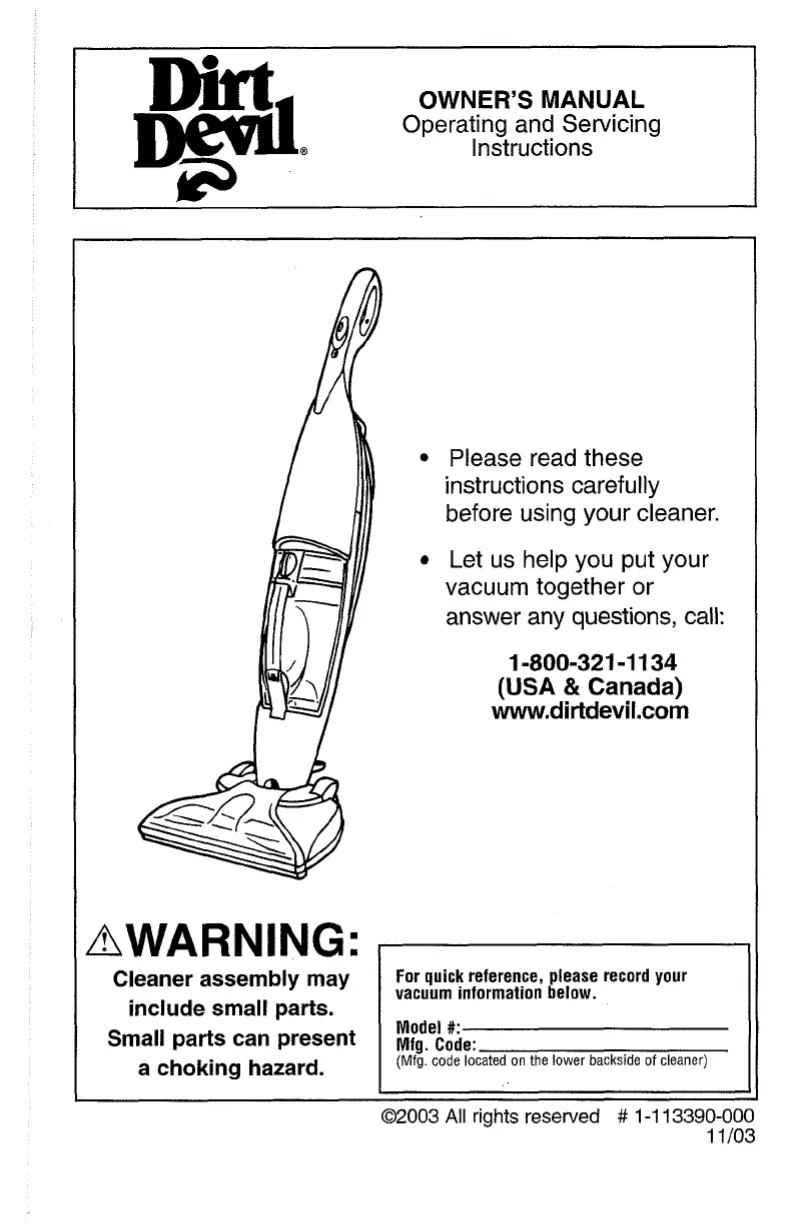 Página 1 del manual Manual de usuario Dirt Devil Floor Keeper MCE5500