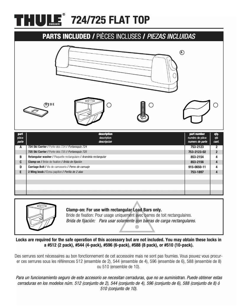 Page 1 de la notice Manuel utilisateur Thule Flat Top 725
