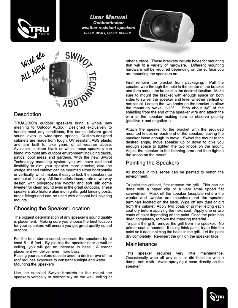 Page n°1 - Manuel utilisateur TruAudio OP-6.2