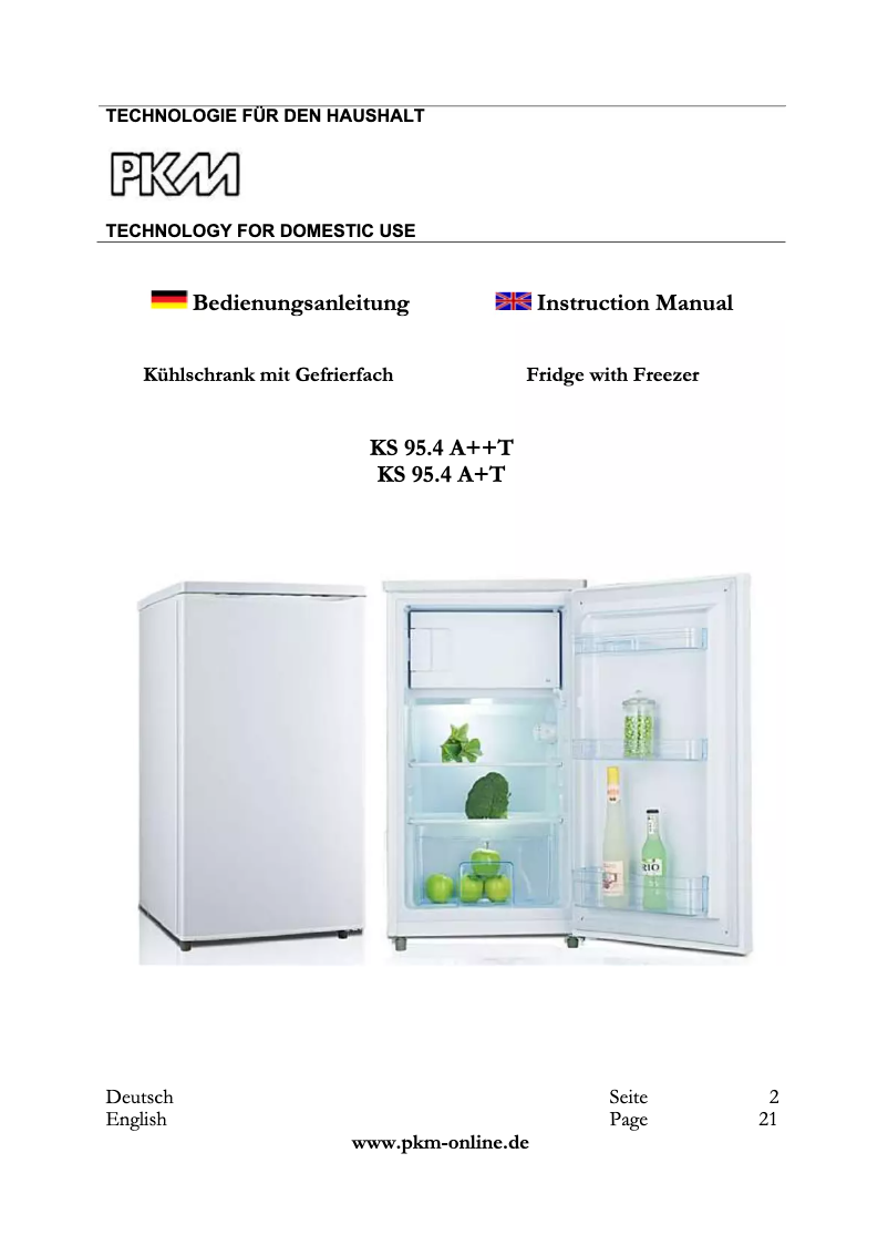 Page 1 of the manual User Manual PKM KS95.4A+