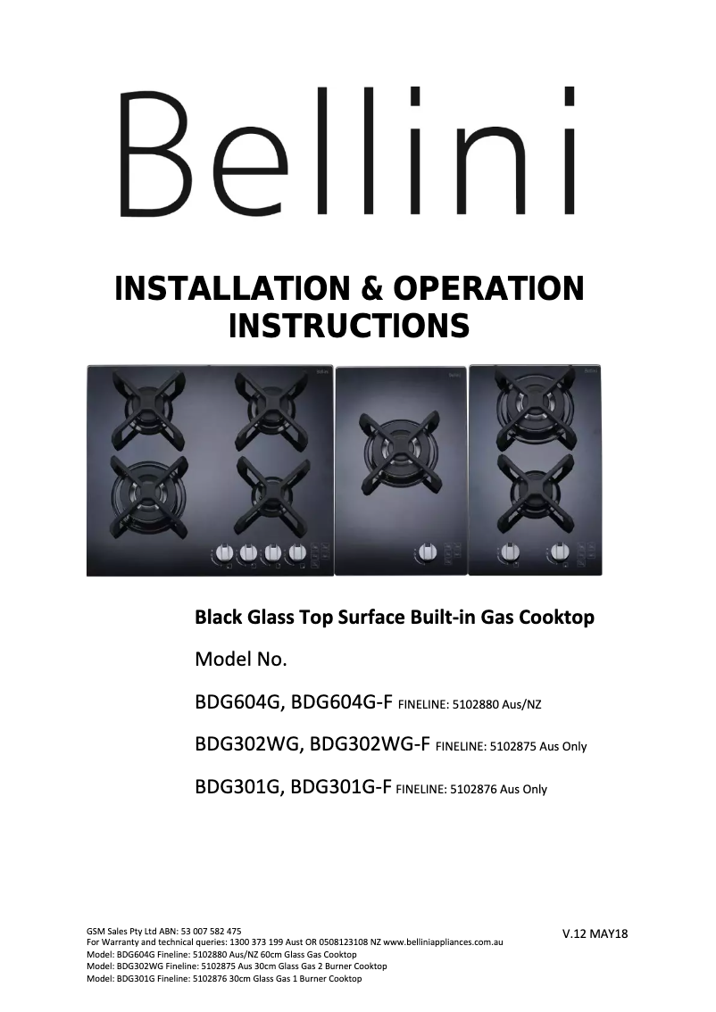 Page n°1 - Manuel utilisateur Bellini BDG301G-F