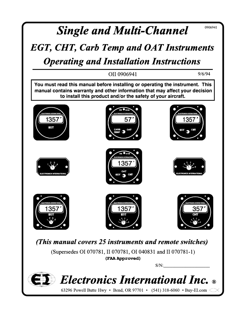 Page 1 de la notice Manuel utilisateur Electronics International CA-1