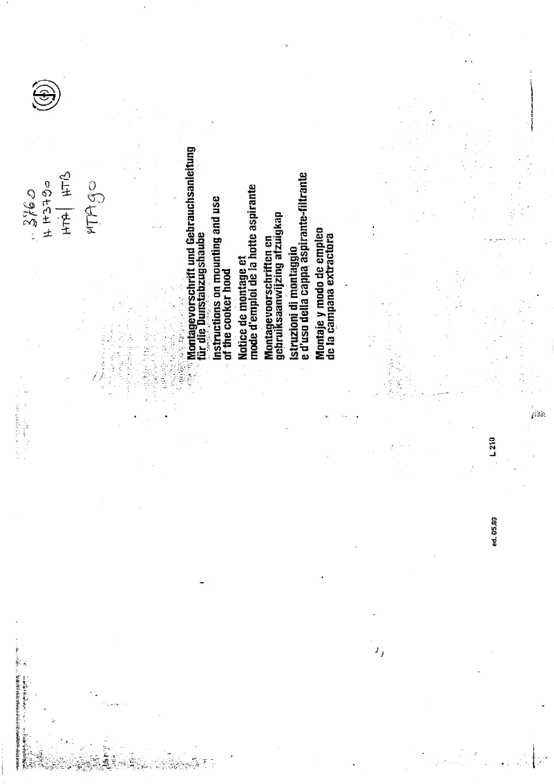 Page n°1 - Manuel utilisateur Scholtès H 3790