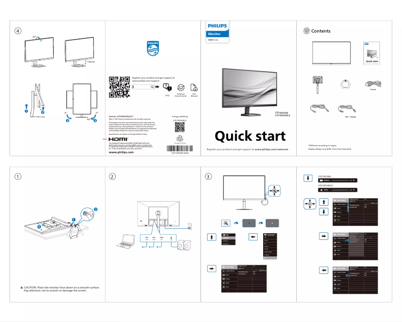 Page 1 de la notice Guide de démarrage rapide Philips 27E1N5500LA