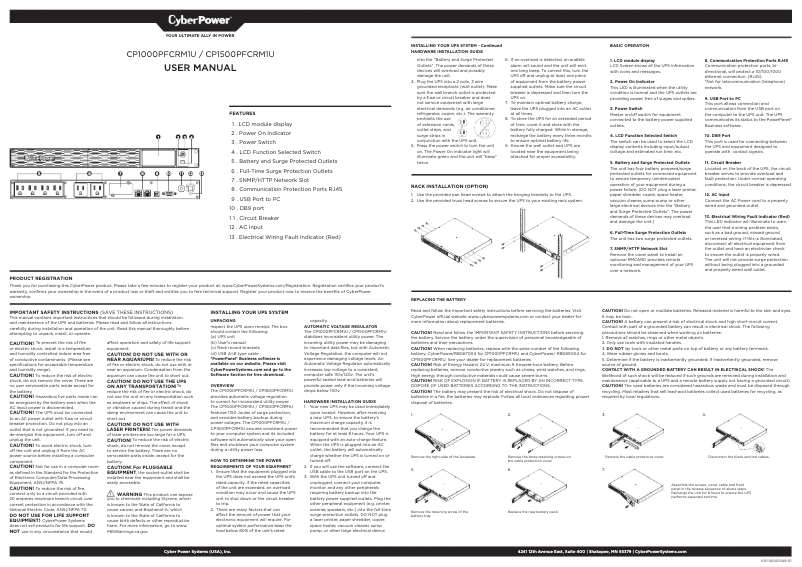 Page n°1 - Manuel utilisateur CyberPower CP1000PFCRM1U