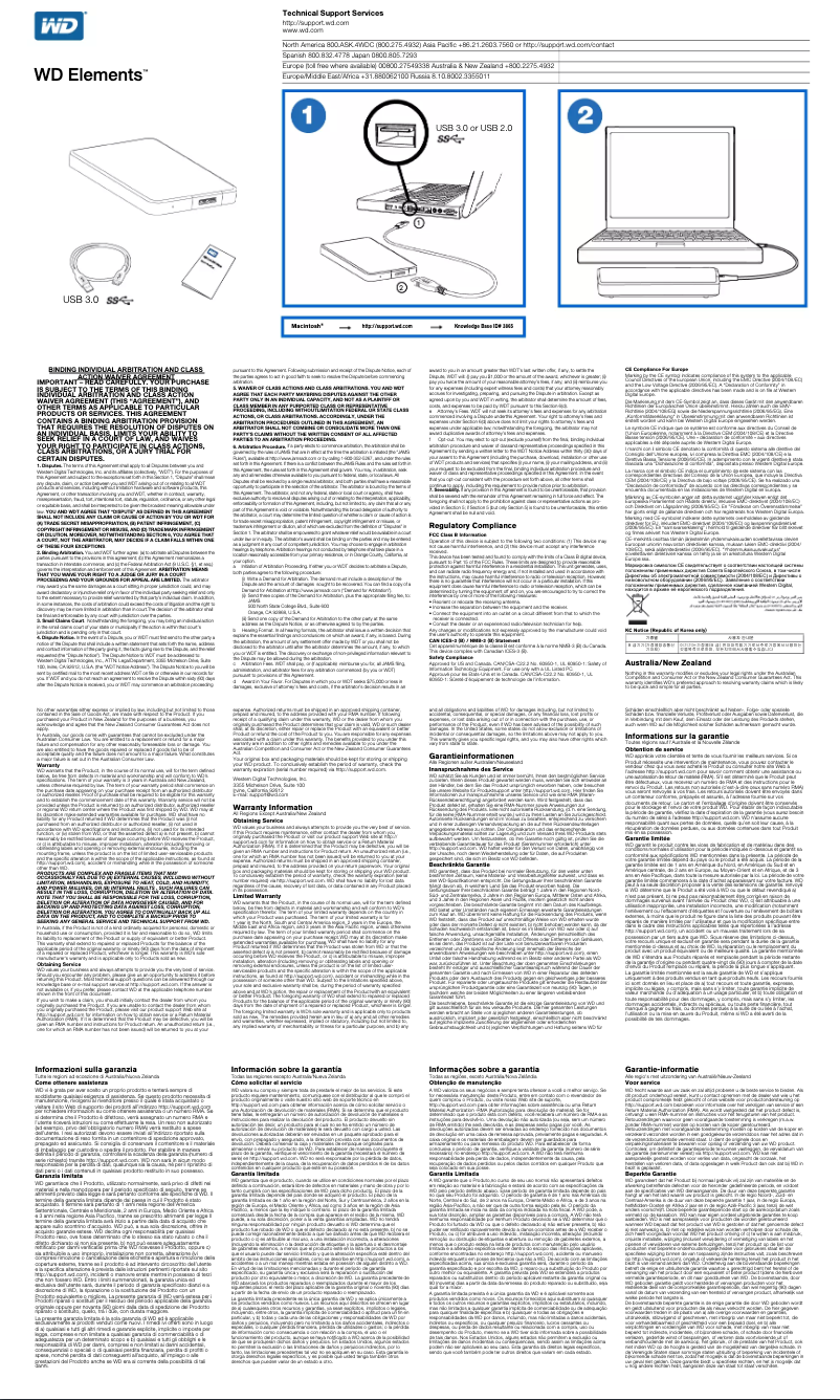 Page 1 de la notice Manuel utilisateur Western Digital Elements Portable
