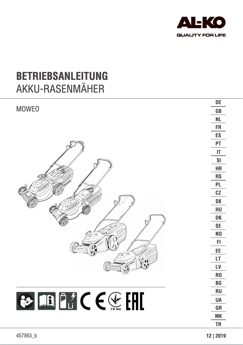 Image de la première page du manuel de l'appareil Moweo 46.0 Li SP