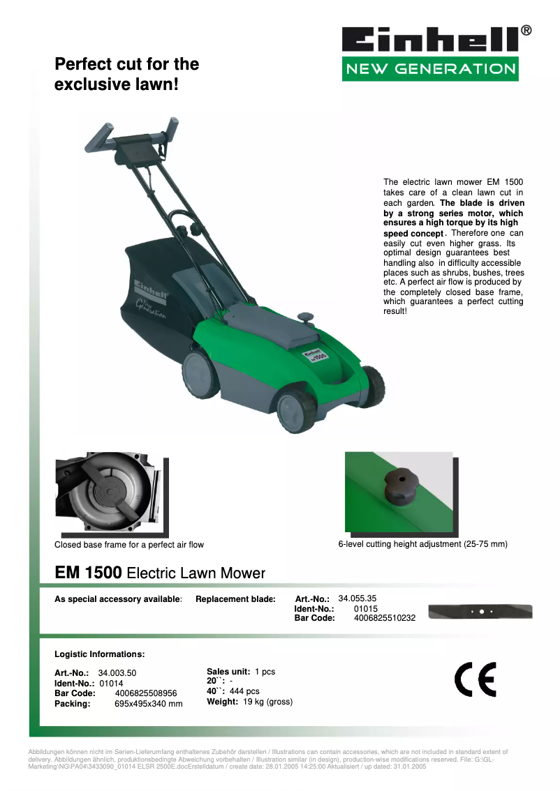 Image de la première page du manuel de l'appareil EM 1501