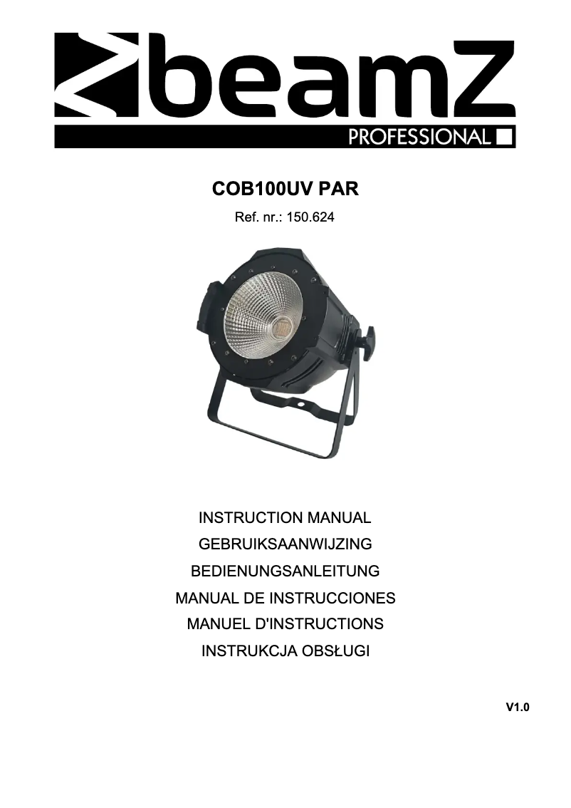 Page n°1 - Manuel utilisateur BeamZ COB100UV