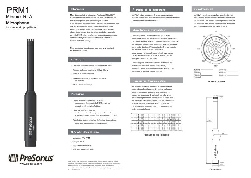 Image de la première page du manuel de l'appareil PRM1