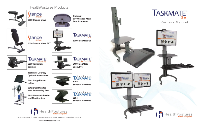 Page n°1 - Manuel utilisateur HealthPostures TaskMate Go 6300