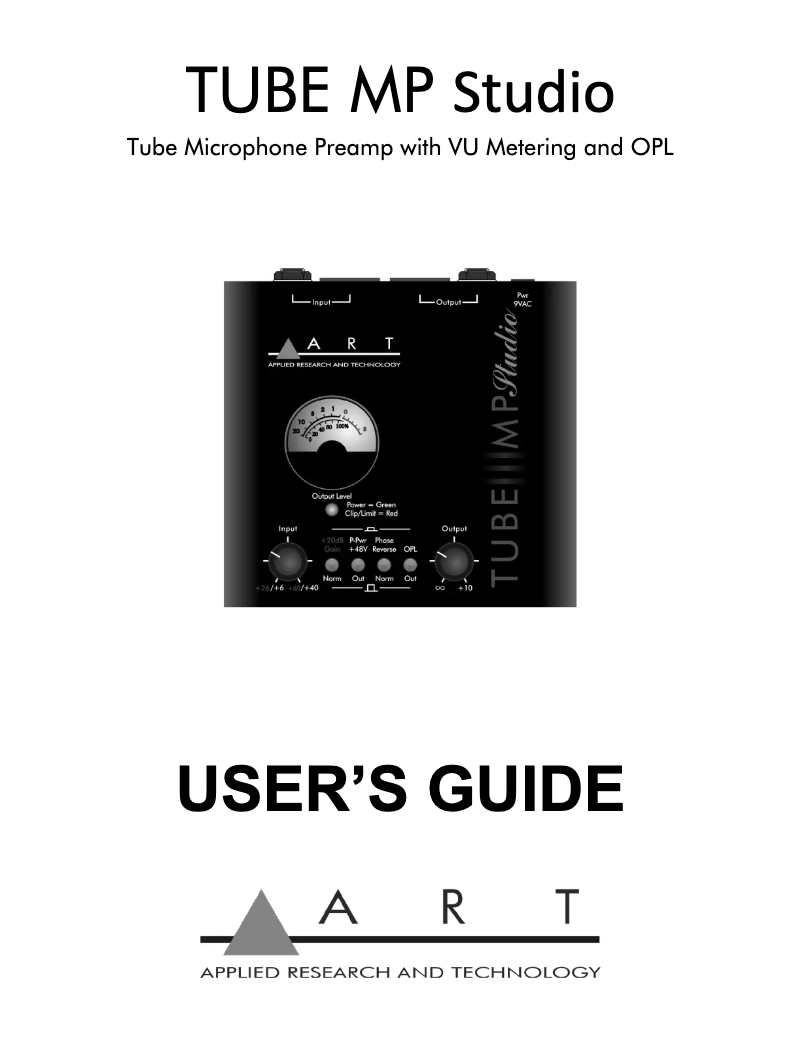 Image de la première page du manuel de l'appareil Tube MP Studio