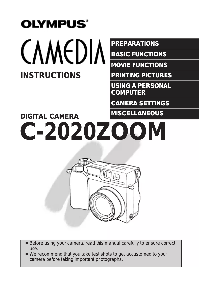 Page n°1 - Manuel utilisateur Olympus C-2020